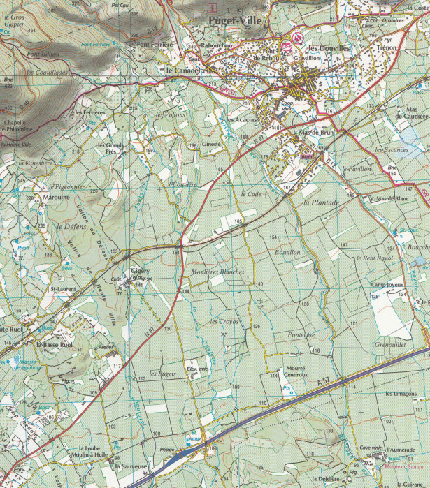 detail IGN 3445 OT Cuers-Pierrefeu du Var Coll. 1:25t mapa IGN