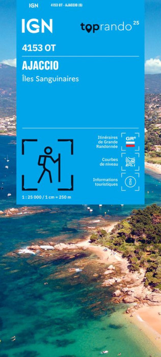 IGN 4153 OT Ajaccio, Iles Sanguinaires 1:25t mapa IGN