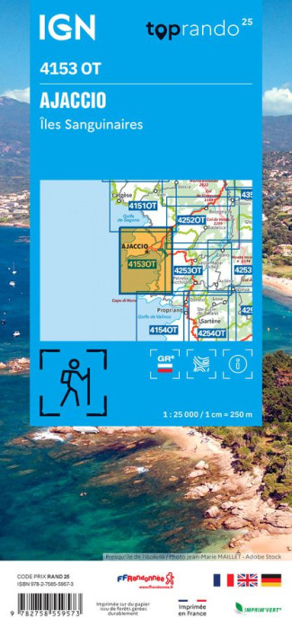 detail IGN 4153 OT Ajaccio, Iles Sanguinaires 1:25t mapa IGN