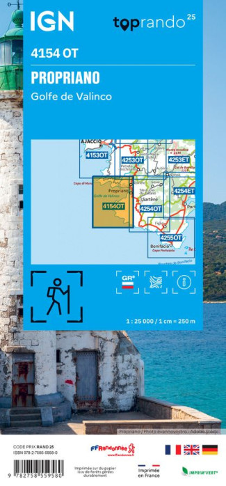 detail IGN 4154 OT Propriano, Golfe de Valinco 1:25t mapa IGN
