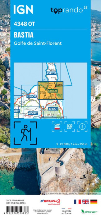 detail IGN 4348 OT Bastia, Golfe de St-Florent 1:25t mapa IGN