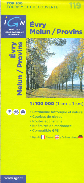 IGN 119 Evry, Melun, Provins 1:100t mapa IGN