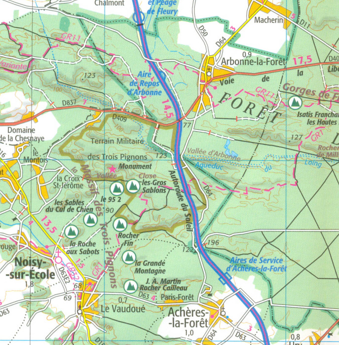 detail IGN 119 Evry, Melun, Provins 1:100t mapa IGN
