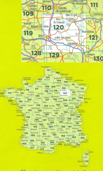 detail IGN 120 St-Dizier, Chaumont 1:100t mapa IGN
