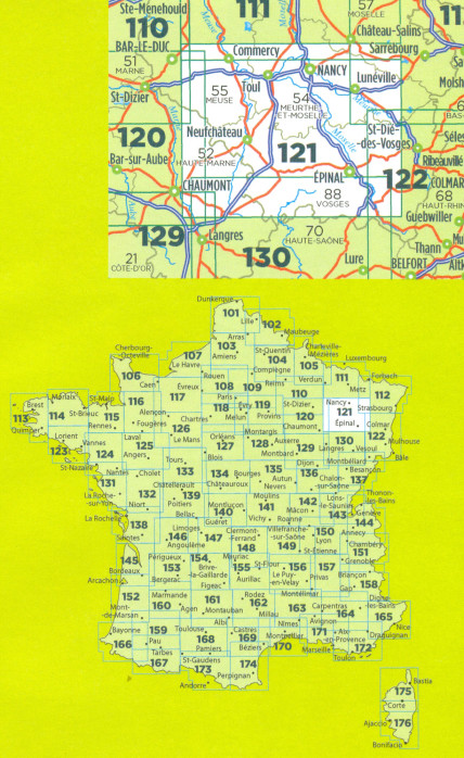 detail IGN 121 Nancy, Epinal 1:100t mapa IGN