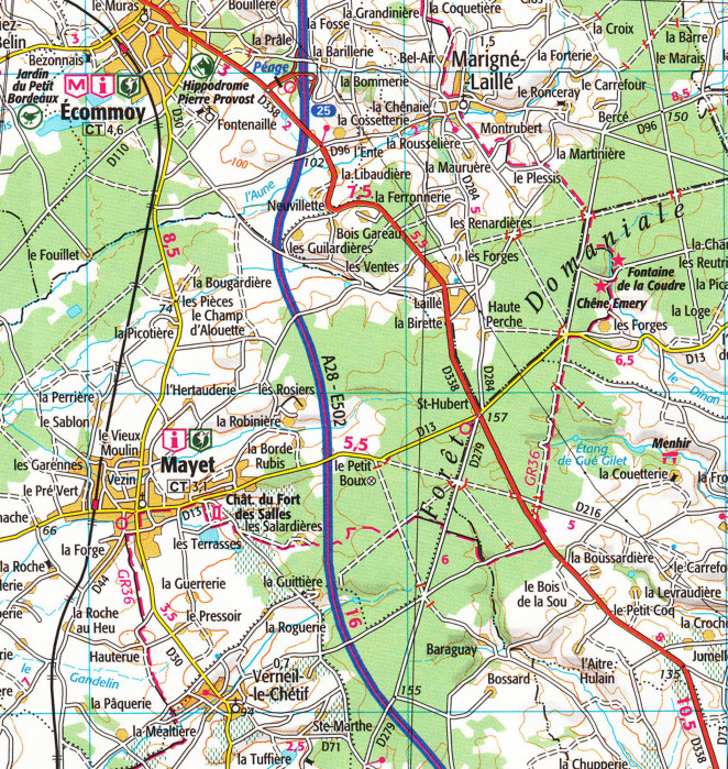 detail IGN 126 Le Mans, Alencon 1:100t mapa IGN