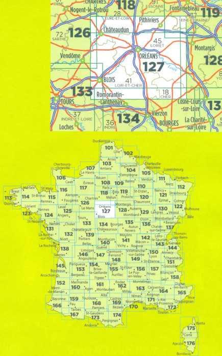 detail IGN 127 Orleans, Blois 1:100t mapa IGN