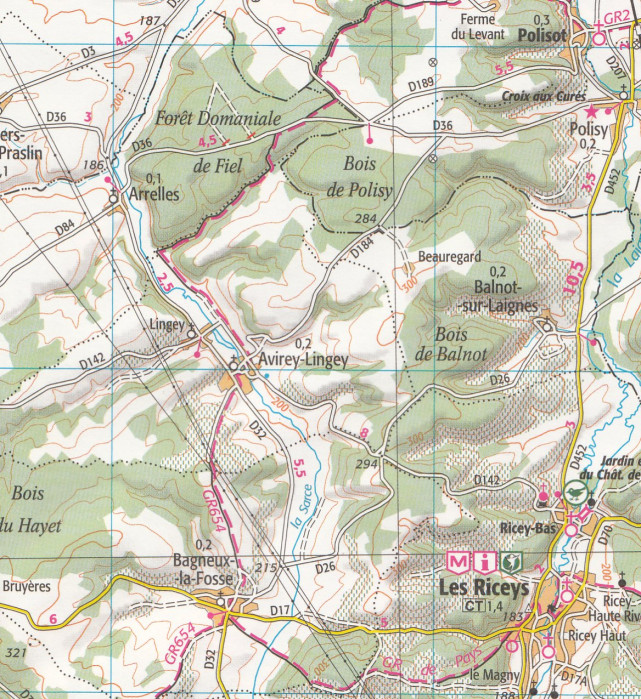 detail IGN 129 Dijon, Montbard 1:100t mapa IGN