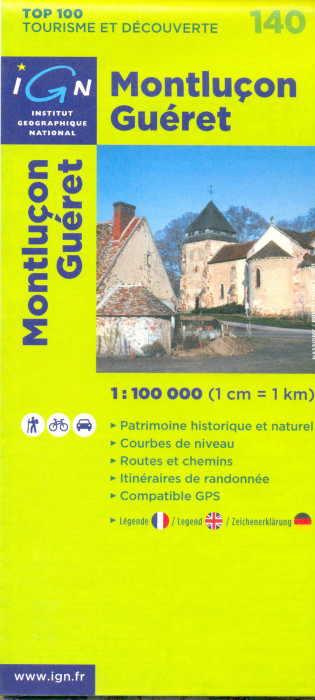 IGN 140 Montlucon, Guéret 1:100t mapa IGN