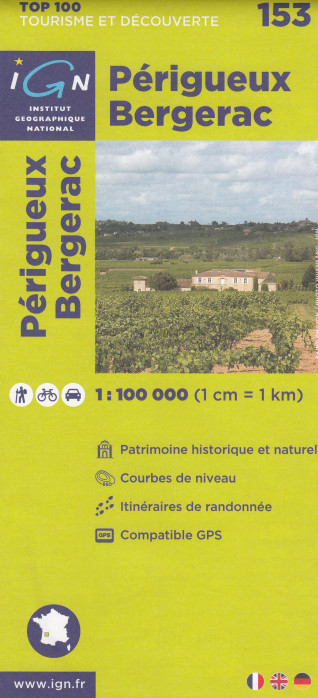 IGN 153 Périgueux, Bergerac 1:100t mapa IGN