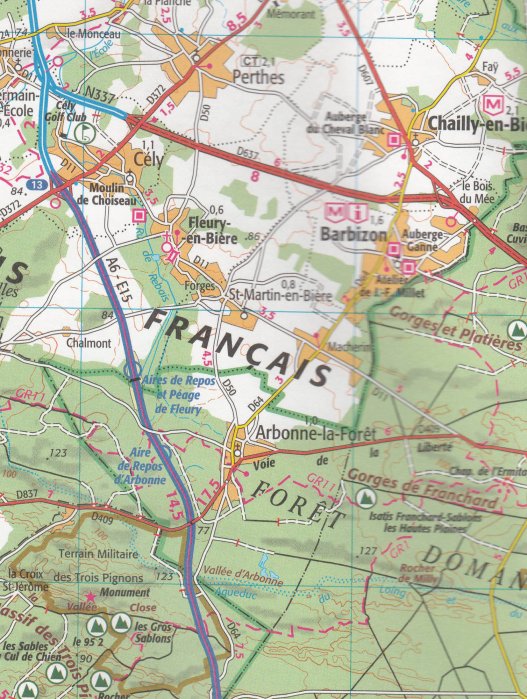 detail IGN 190 Paris, Chantily, Fontainebleau 1:100t mapa IGN