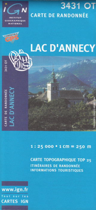 detail IGN 3431 OT Lac d´Annecy 1:25t mapa IGN