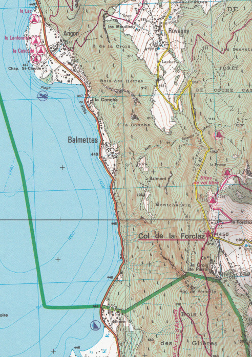 detail IGN 3431 OT Lac d´Annecy 1:25t mapa IGN