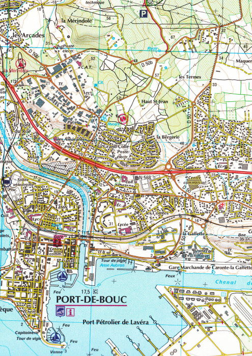 detail IGN 3144 OT Etang de Berre 1:25t mapa IGN