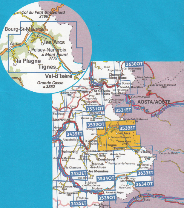 detail IGN 3532 ET Les Arcs 1:25t mapa IGN