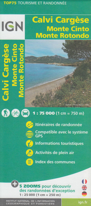 Calvi, Cargese, Mt Cinto 1:75t mapa IGN