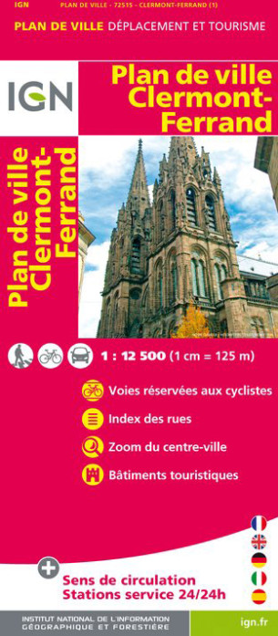 Clermont Ferrand 1:12,5t plán města IGN