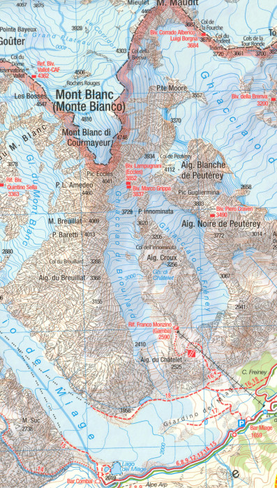 detail Mont Blanc 1:50t mapa KOMPASS #85