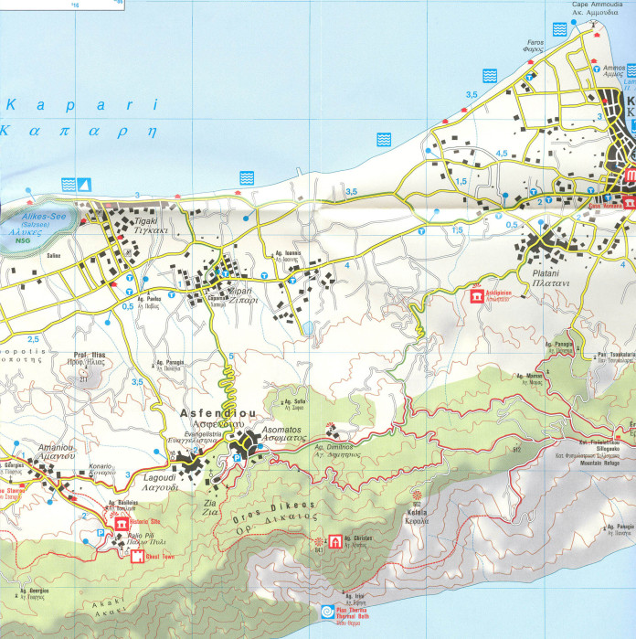 detail Kos, S. Dodekanes 1:50t mapa #252 KOMPASS