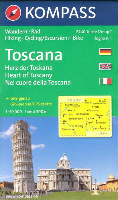 detail Toskánsko - Toscana sada 4 map 1:50t #2440 KOMPASS