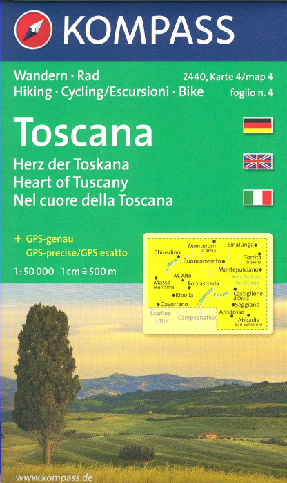 detail Toskánsko - Toscana sada 4 map 1:50t #2440 KOMPASS
