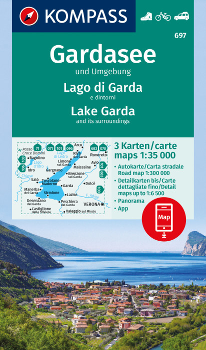 detail Lago di Garda a okolí set 3 map KOMPASS #697