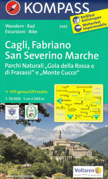 detail Marche - Cagli, Fabriano, San Severino 1:50t mapa KOMPASS #2465
