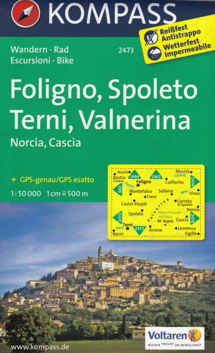 detail Umbria - Foligno, Spoleto, Terni, Valnerina 1:50t mapa KOMPASS #2473