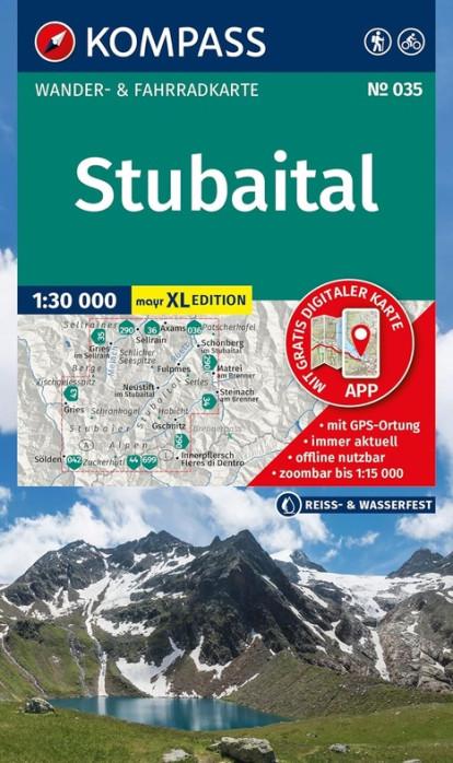 detail Stubaital 1:30.000 turistická mapa KOMPASS #035