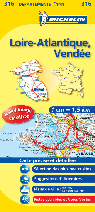 Loire-Atlantique, Vendée (Francie), mapa 1:150 000, MICHELIN