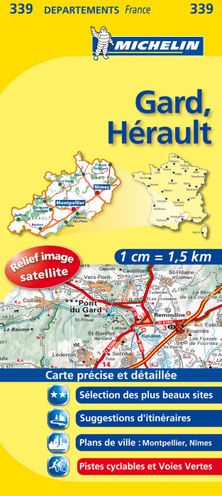 Gard, Hérault (Francie), mapa 1:150 000, MICHELIN