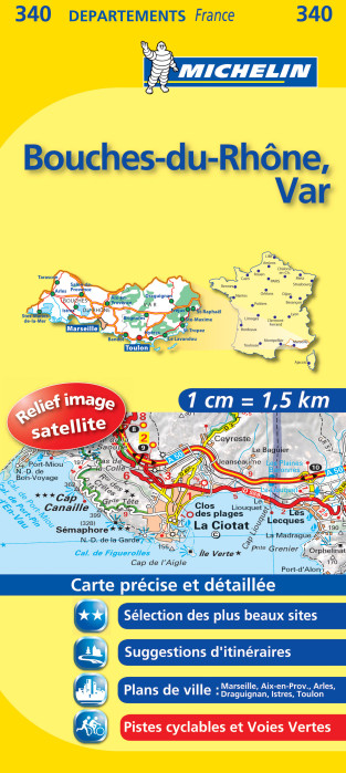 Bouches-du-Rhône, Var (Francie), mapa 1:150 000, MICHELIN