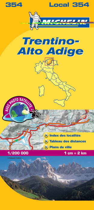 Trentino, Alto Adigi (Itálie), mapa 1:200 000, MICHELIN