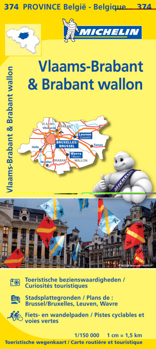 detail Flemish Brabant - Wallonian Brabant (provincie Belgie) mapa 1:150.000 MICHELIN
