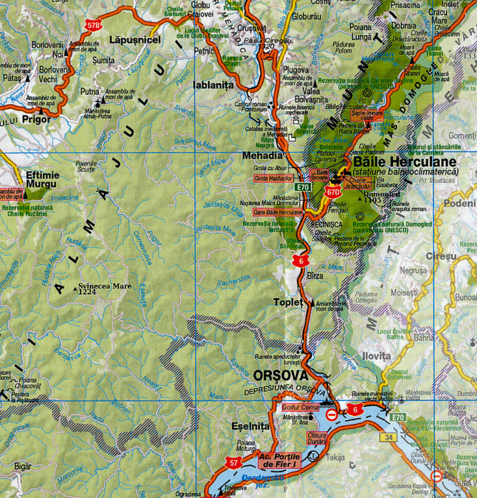 detail Banat 1:325.000 mapa MUNTI