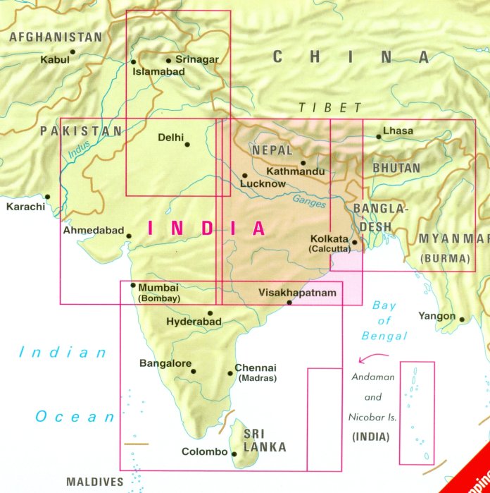 detail Indie Východ (India East) 1:1,5m mapa Nelles