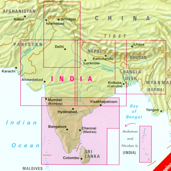 detail Indie Jih (India South) 1:1,5m mapa Nelles