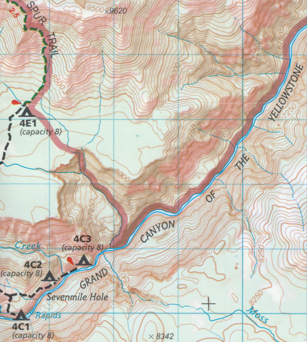 detail Tower / Canyon Yellowstone národní park turistická mapa NGS GPS