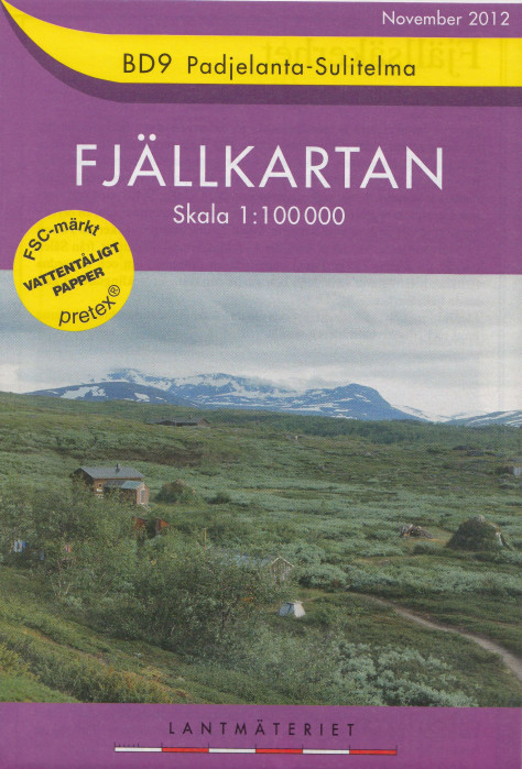 Padjelanta, Sulitelma BD9 1:100t turistická mapa (Švédsko)