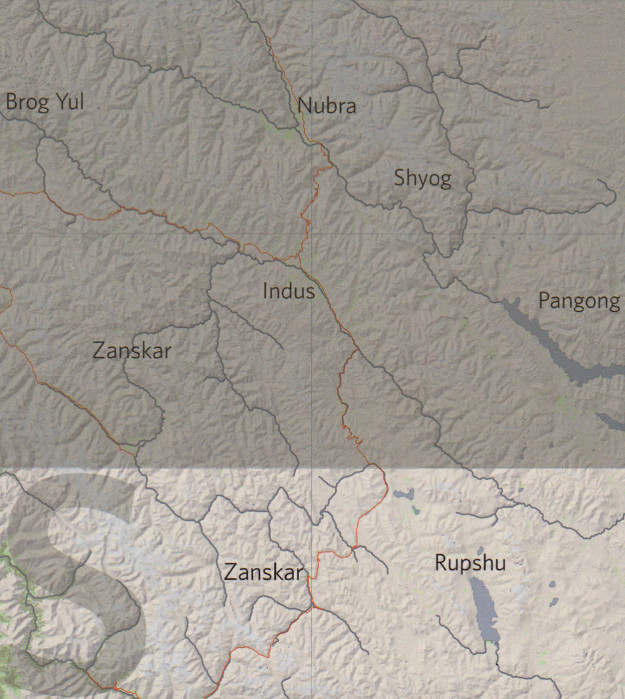 detail Ladakh & Zanskar South (Upper Zanskar, Rupshu) 1:150t mapa OLIZANE
