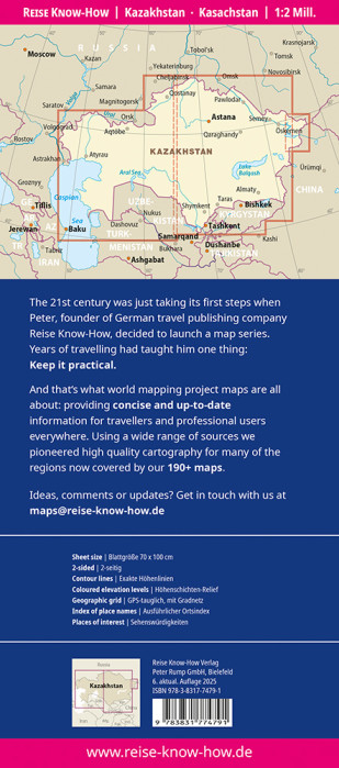 detail Kazachstán (Kazakhstan) 1:2.000.000 mapa RKH