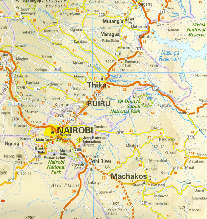 detail Keňa (Kenya) 1:950.000 mapa RKH