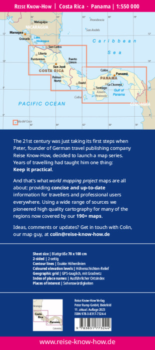detail Kostarika (Costa Rica) & Panama 1:550.000 mapa RKH