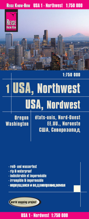 USA Pacific Northwest - Washington, Oregon 1:750.000 mapa RKH