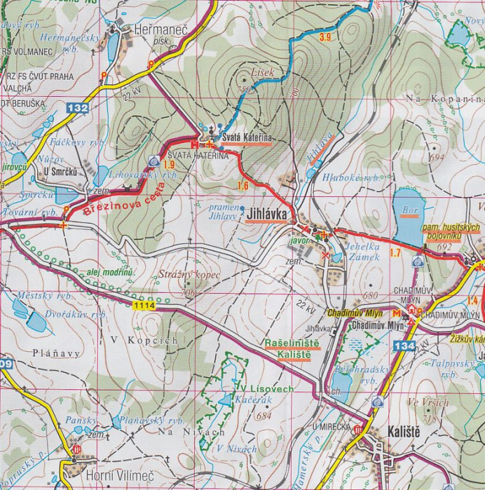 detail Pelhřimovsko 1:50t turistická mapa (44) SC