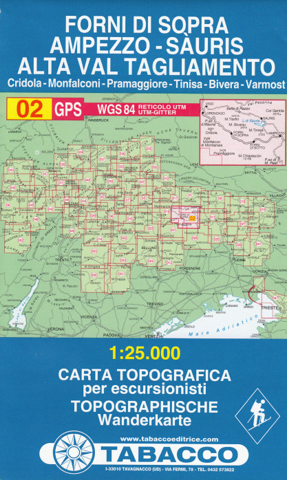 detail Forni di Sopra, Ampezzo – Sauris, Alta val Tagl. 1:25 000 turistická mapa #02