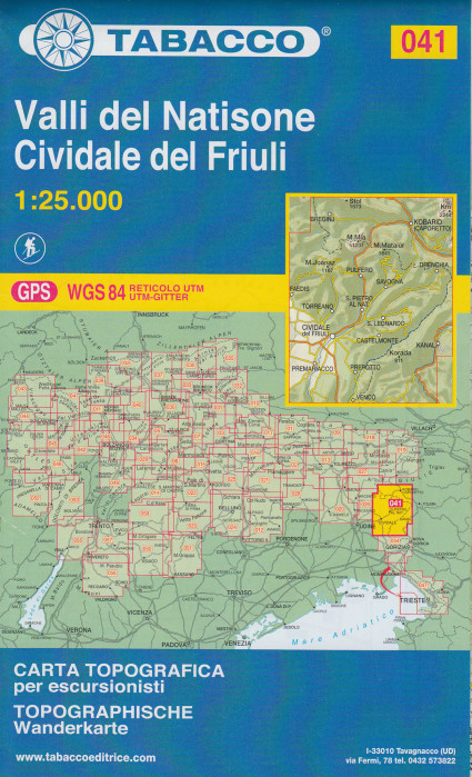 detail Valli del Natisone, Cividale del Friuli 1:25 000 turistická mapa TABACCO #41