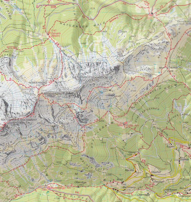 detail Lana, Etschtal, Val d´Adige 1:25 000 turistická mapa TABACCO #46
