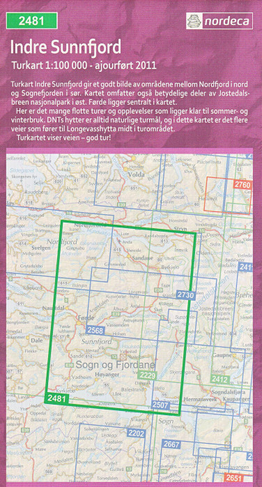 detail Indre Sunnfjord 1:100.000 mapa (Norsko) #2481