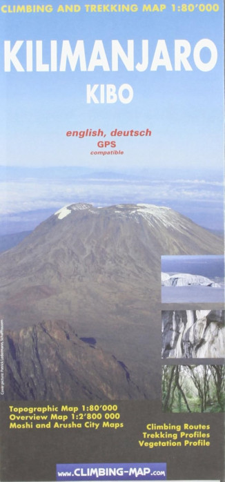 Kilimanjaro climbing and trekking map 1:80.000